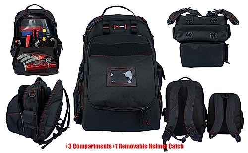 MELOTOUGH Welding Tool backpack for Tools and Helmet Extreme Gear Pack with Large Capacity Helmet Holder Luggage Storage Bag (Black) - color: Black Welding Backpack