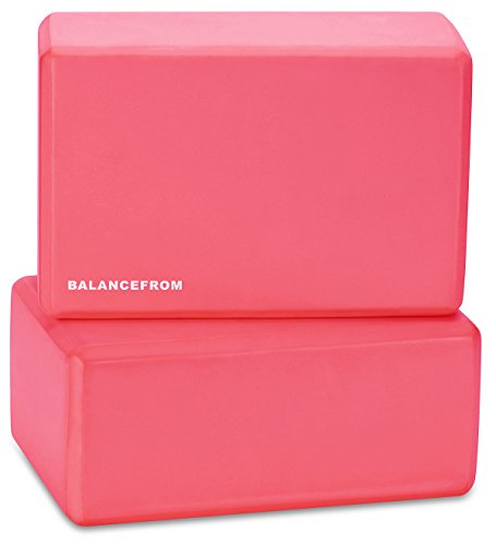 Fitvids Set of 2 High Density Yoga Blocks, 9"x6"x4" Each, Pair, Multiple Colors - color: Red