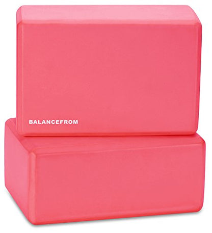 Fitvids Set of 2 High Density Yoga Blocks, 9"x6"x4" Each, Pair, Multiple Colors - color: Red