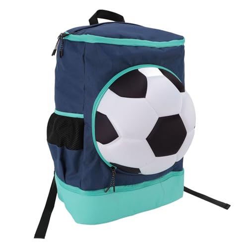 banapoy Soccer Backpack, Training Equipment Bag with Ball Compartment and Shoe Pocket, Breathable Mesh Back Panel for Football Sports Activities - color: Green with Blue, size: Adult Size (Fits Size 7 Ball)