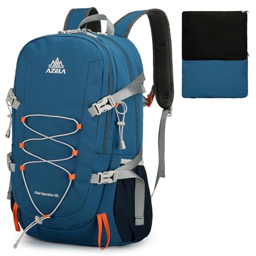 35L Foldable Hiking Backpack for Men Women, Large Packable Lightweight Outdoor Daypack with Chest Strap, Waterproof Rucksack Backpacks for Travel Hiking Camping Trekking Mountaineer, Blue - color: Blue