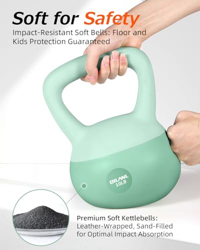 Soft Kettlebell, Safe Strength Training Kettle bell, Cushioned Impact-Resistant Base and Anti-Slip Grip Weight, Kettlebells Set for Home Workouts and Men/Women/Beginners,With Non-slip Gloves - color: Green