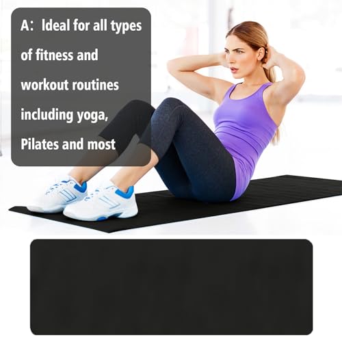 Non Slip Yoga Mat 1/5" Thick High Density Non Slip Anti-Tear Exercise Mat with Carrying Strap Hot Yoga Mat for Pilates, Workouts, Floor, Home Yoga, Stretching, Fitness, Gym - color: Black