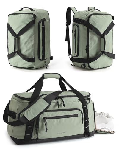 BAGSMART 4-IN-1 Gym Bag for Women Men, TSA Lightweight Duffle Bag for Travel with Shoe Compartment & Wet Pocket, 22L/30L/38L Tactical Backpack with 40oz Water Bottle Holder - color: J-Greenish Gray