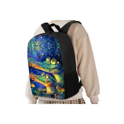 Crocodile Leaves Backpack for Boys 17 Inch Backpack with Lunch Bag Pencil Case Water Bottle Holder Elementary Middle School Student Bookbag for Children Portable Backpack 4 in 1 Set - color: Crocodile Leaves