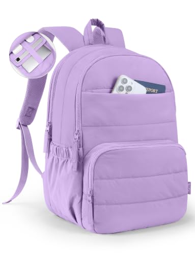 Uselike Travel Backpack for Women, 15.6 Inch Laptop Backpack, Quilted College Bookbag, Cute Work Backpacks, Water Resistant (Lavender Purple) - color: Lavender Purple