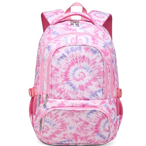 BLUEFAIRY Kids Backpack for Girls Elementary Primary Middle School Bags for Aged 8-10 for Teens Childs Bookbags Back to School Book Bags Gifts Mochilas para Niñas de 6 7 8 9 10 Años Tie-dye Pink - color: Cherry Blossom Pink