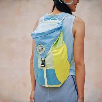 Packable 18L Hiking Daypack, Lightweight for Men/Women. Foldable, Water-Resistant, Small Backpack Color Block. (Blue) - color: Blue