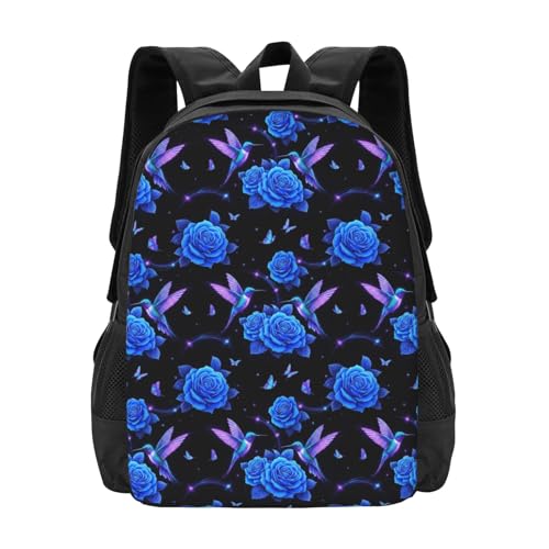 Sturdy Polyester Shoulder Pack Hummingbird Purple Rose, Anti Theft Spacious Camping Rucksack Casual Daily Bag for Men Women Fitness Outdoor Activity - color: Design (219)