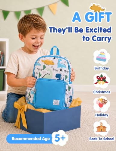 VASCHY Kids backpacks, Cute Lightweight Water Resistant Preschool Backpack for Boys and Girls Chest Strap | Cute - color: Dinosaurs Blue, size: Small (4-6 Yrs) - 15'' H