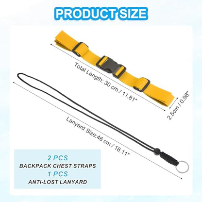 PATIKIL Backpack Chest Strap Set, 2Pcs Webbing Replacement Strap, Yellow - color: Yellow