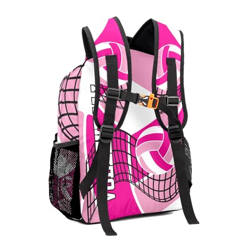 Customized Volleyball Pink Waterproof Backpack with Name for Hiking Camping Picnic - color: Backpack 13
