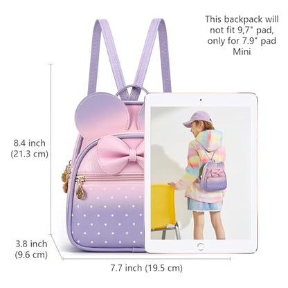 KL928 Girls Mini Backpack Bowknot Polka Dot Cute Small Daypacks Convertible Shoulder Bag Purse for Women - color: Pink#light Purple
