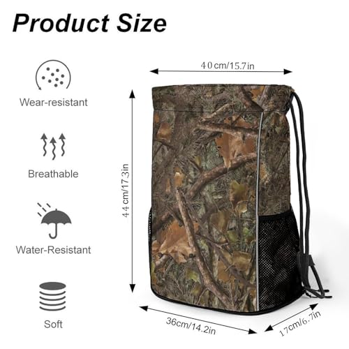 Camo Drawstring Backpack Gym Bag With Shoe Compartment String Bag Sport Beach Swimming Sackpack For Women Men - color: Camo
