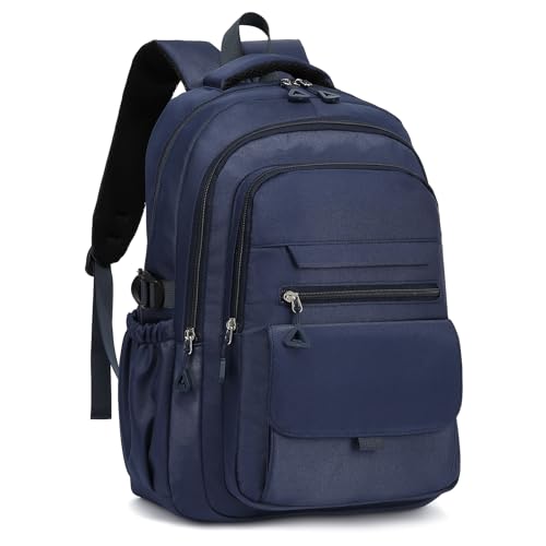 Phaoullzon Boys High Middle School Backpack for Girls, College Aesthetic Laptop Bookbag for Travel,Navy Blue - color: Navy Blue, size: Large (17.5 Inch)