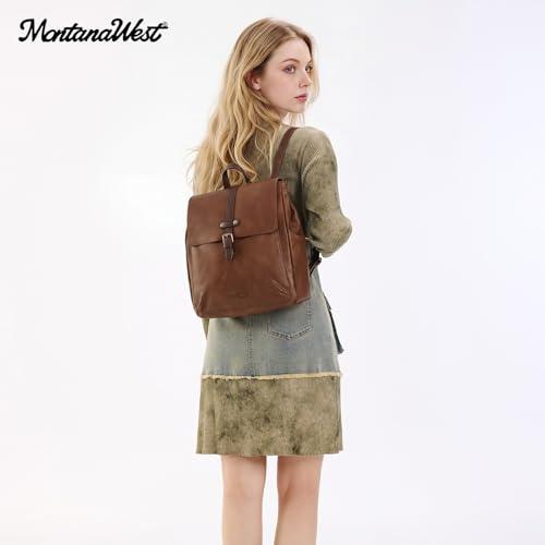 Montana West Backpack Purse for Women Casual Daypack Convertible Crossbody Backpack for Travel Work - color: Brown