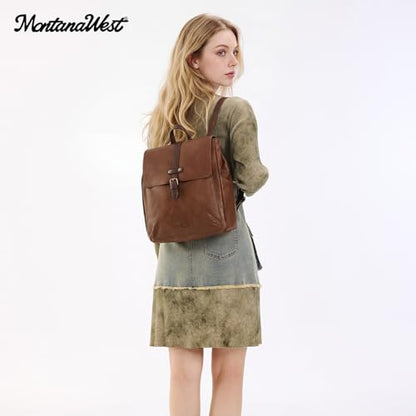 Montana West Backpack Purse for Women Casual Daypack Convertible Crossbody Backpack for Travel Work - color: Brown