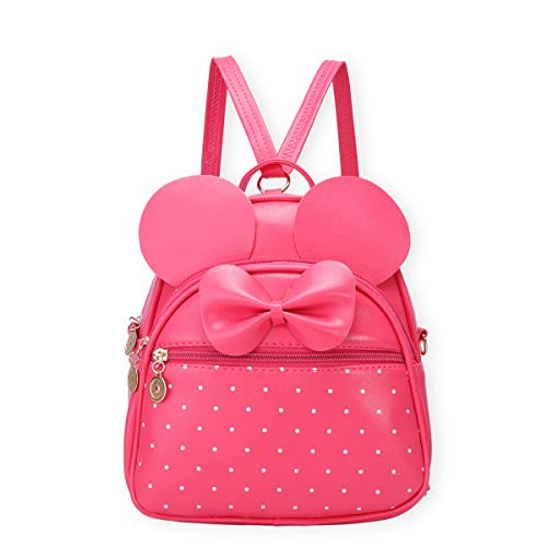 KL928 Girls Mini Backpack Bowknot Polka Dot Cute Small Daypacks Convertible Shoulder Bag Purse for Women - color: Coral
