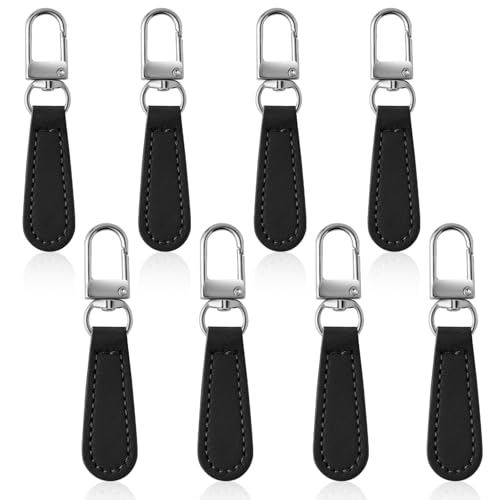 Deoward Zipper Pull Replacement Leather Handle Detachable Zipper Repair Tab for Luggage, Backpacks, Suitcases, Jackets, Purses, Handbags (8 PCS) - style: Leather Handle Zipper Pulls (Black)