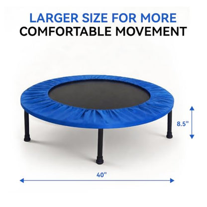 Fitvids 40" Trampoline – Fitness Rebounder with Adjustable Foam Handle - color: Blue-1pcs