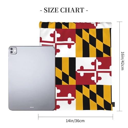 Maryland Flag Drawstring Bag Sport Gym Backpack Beach Travel Sack Draw String Yoga Bag For Men Women - color: Maryland Flag