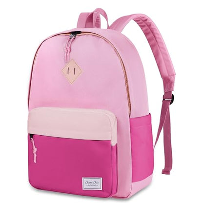 Chase Chic Kids Backpack for Boys - 17 inch School Backpacks for Toddler Girls Fits 6 to 12 Years Old - Lightweight Water Resistant Preschool Bookbag for Travel Daycare (Pink Rose Red) - color: Pink&rose Red