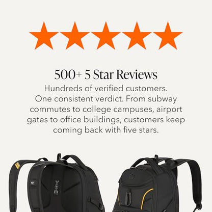 SwissGear 1900 Mini ScanSmart 16-Inch Backpack, Fits Up to 13-Inch Laptop, RFID Protection & ScanSmart TSA-Friendly Compartment, Black/Yellow - color: Black/Yellow