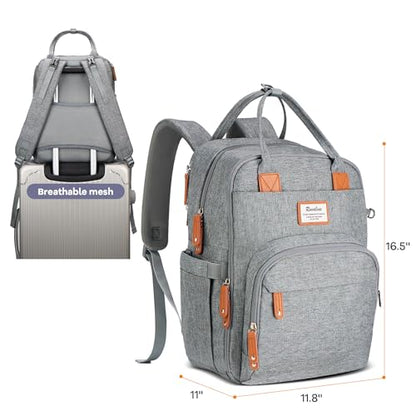 RUVALINO Diaper Bag Backpack-Expandable Baby Bag with up to 50% Capacity -Baby Essentials Bag with Changing Pad Insulated Bottle Holders & Pacifier Case, Waterproof, Gray XL - color: Gray