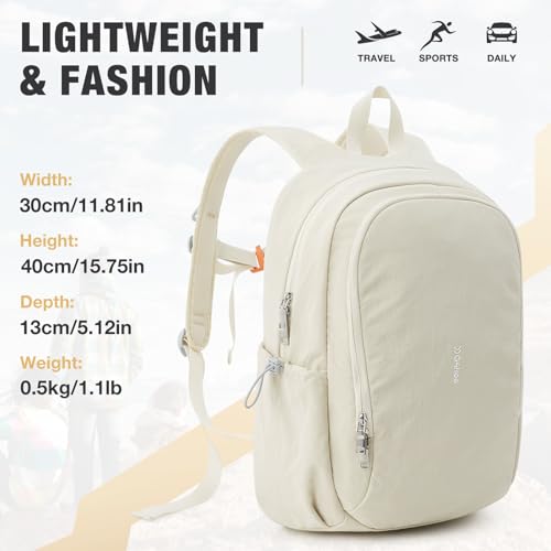 G4Free 15L Hiking Backpack, Bookbag for Students, Lightweight Water Resistant Daypack for Travel School College Women Men (Beige) - color: Beige