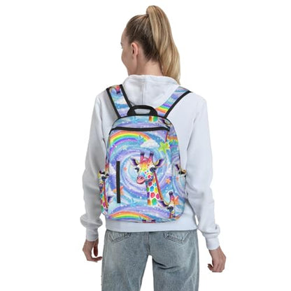 Laptop Backpack Giraffe Rainbow, Cushioned Back Panel, Front Zip, for Daily Commute & Outdoors - color: Picture (1189)