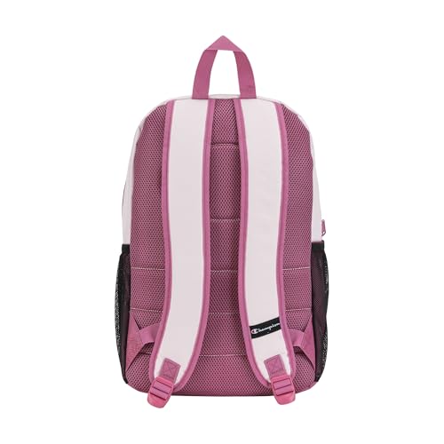 Champion Kids' Merit Backpack with Padded Straps, Water Bottle Pocket and Laptop Compartment for Daily Use, Pink, One Size - color: Pink