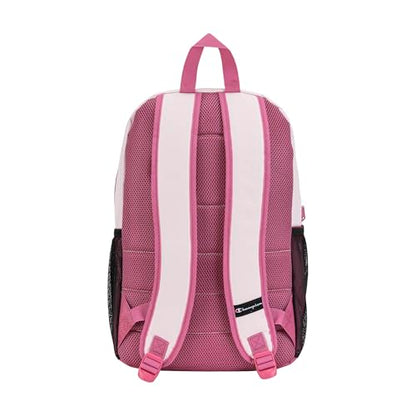 Champion Kids' Merit Backpack with Padded Straps, Water Bottle Pocket and Laptop Compartment for Daily Use, Pink, One Size - color: Pink