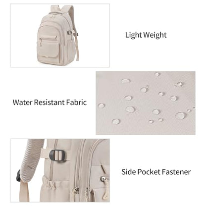 GAEKEAO Travel Backpack for Women Men,15.6 Inch Laptop Backpack Lightweight Casual Daypack Cute Bookbags for Work College Beige - color: A01 Beige