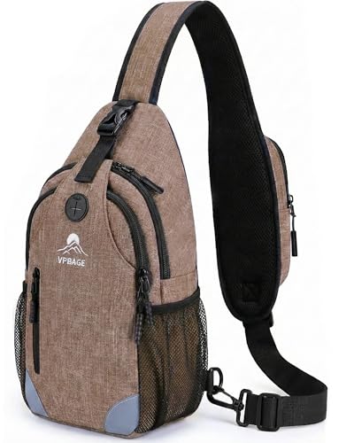 Sling Backpack for Women & Men, Crossbody Travel Bag with Water Bottle Holders, 17 Pockets, Quick-Access Phone Pocket, Hidden Security Pocket, Fits 11" Tablet, for Daily Carry, Travel, Theme Parks - color: F-dusty Pink