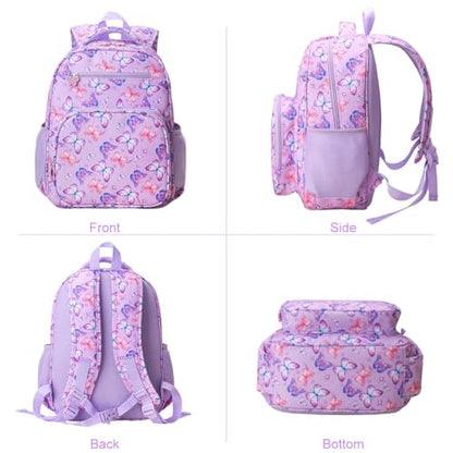 RHCPFOVR Kids Backpack for Girls - Girls Backpack 3-8 Ages Butterfly for Kids 15 Inch School Bookbag for Kindergarten Elementary School Bookbag for Girl 1st 2nd Grade - style: Butterflie