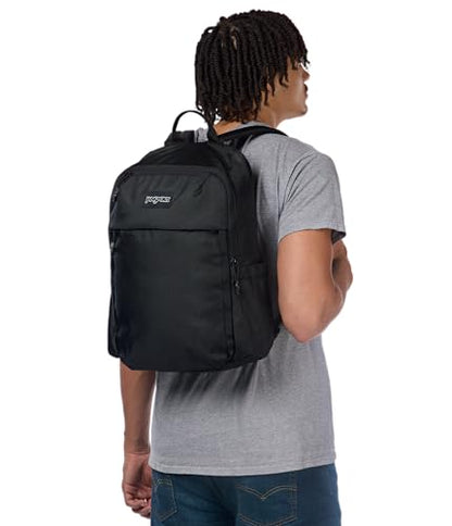 JanSport Venture Daypack – Travel Pack With Large Main Compartment, Padded Laptop Sleeve, Dual Water Bottle Pockets, and Attachment Buckles, Black - color: Black, style: Venture Daypack