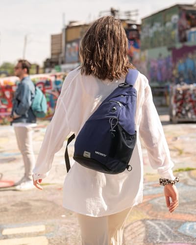 WATERFLY Sling Bag Sling Backpack Small Crossbody Shoulder Bag for Men Women Traveling Cycling Hiking Daypack - color: Blue