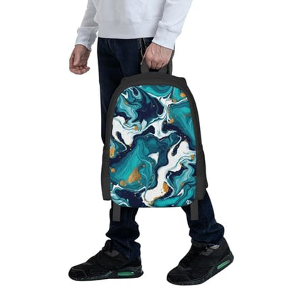 Ergonomic Padded Backpack Teal Turquoise Tie Dye, Anti Theft Spacious Travel Daypack Sturdy Polyester Bag for Commute Gym Outdoor Leisure Use - color: Design (575)