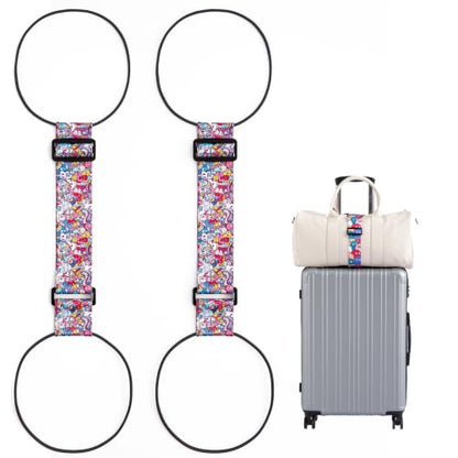 2 Pack Luggage Connector Straps for Suitcases 25 Colors, Adjustable Elastic Travel Bag Strap with Dual Stability Design, Add-a-Bag Hands-Free Luggage Belt, Fits Most Carry-On & Checked Luggage - color: Monster