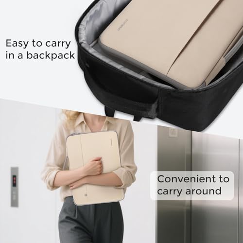 DOMISO 14 inch Laptop Case Sleeve Protective Cover Compatible with 15 inch MacBook Air M4 M3 M2,MacBook Pro,14-15 inch HP Dell ASUS Lenovo Chromebook,Waterproof Computer Cases Bag with Handle,Beige - color: Beige, size: 14" Laptop/15" for mac book