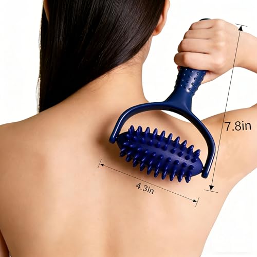 Hard Manual Massage Balls with Handle Roller, Fascia Muscle Roller for Full Body Deep Tissue Relaxation, Portable Massage Roller for Home Gym Yoga Use