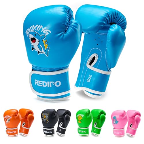 Kids Boxing Gloves, Youth Boxing Training Gloves for Kids 3-9 Year Boys and Girls, 4&6OZ Fighting Gloves, Punching Bag Kickboxing Thai Mitts MMA Training Sparring Gloves - color: Blue, size: 4OZ