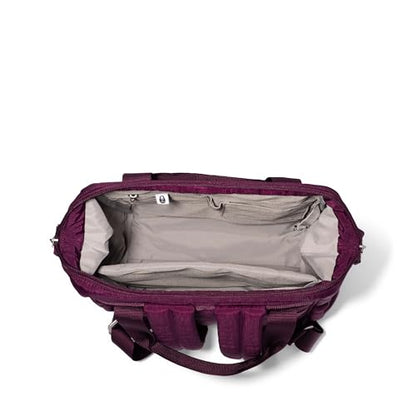Baggallini City Scape Backpack - 15"x11" Lightweight Work Travel Bag w/Luggage Sleeve & RFID - color: Mulberry