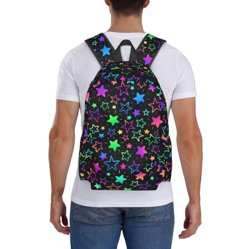 cfpolar 17 Inch Backpack Bright Neon Stars Laptop Bag Shoulder Bag School Bookbag Casual Daypack For Boys Girls - color: A4-bright Neon Stars1