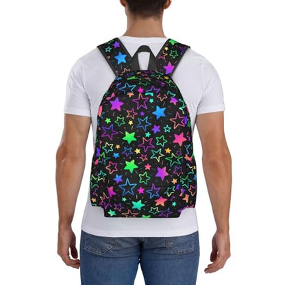 cfpolar 17 Inch Backpack Bright Neon Stars Laptop Bag Shoulder Bag School Bookbag Casual Daypack For Boys Girls - color: A4-bright Neon Stars1