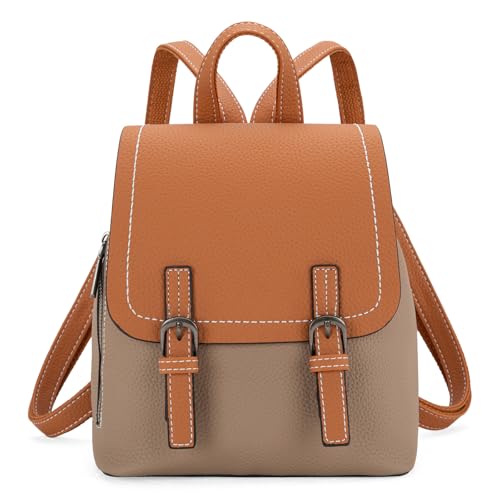 Montana West Small Backpack Purse for Women Vegan Leather Mini Colorblock Womens Backpack Cute Convertible Shoulder Bag - color: Camel
