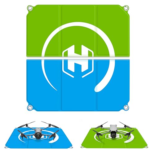 STARTRC PHOTO Drone Landing Pad Foldable 2x3 Fast-Fold, (26in/65cm) Double-Sided Waterproof Launch Pad, Weighted Helipad for DJI Air 3S/Mavic 4 Pro/Avata 2/Mavic 3 Pro/Mini 4k Drone Accessories (Blue-Green) - size: 26in/65cm