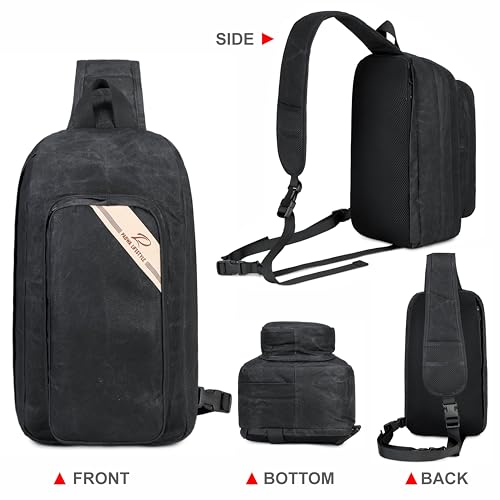 Padwa Lifestyle Black Crossbody Camera Bag - Waxed Memory Canvas Compact Camera Sling and Crossbody Bag with Fast Access,Versatile Lightweight Everyday Bag Great for Photographers Travel,Photography - color: Black