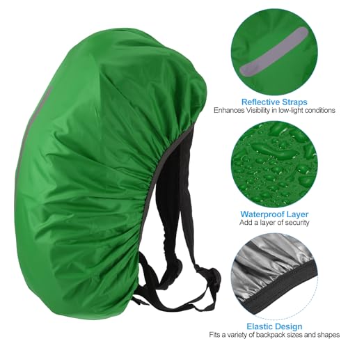 PATIKIL Waterproof Backpack Rain Cover, Non-Slip Backpack Cover with Vertical Reflective Strap Stay Dry for Hiking, Camping, Hunting - color: Light Green, size: Small