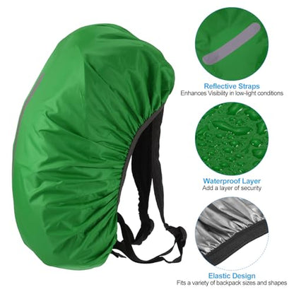 PATIKIL Waterproof Backpack Rain Cover, Non-Slip Backpack Cover with Vertical Reflective Strap Stay Dry for Hiking, Camping, Hunting - color: Light Green, size: Small